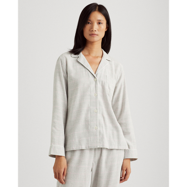 Grey Plaid Brushed Herringbone Sleep Set Lauren 4