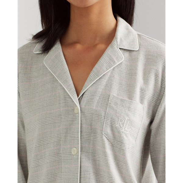 Grey Plaid Brushed Herringbone Sleep Set Lauren 6