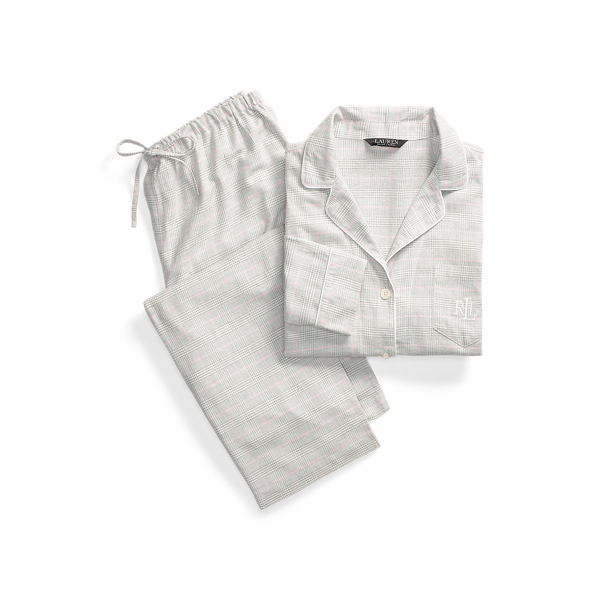 Grey Plaid Brushed Herringbone Sleep Set Lauren 2
