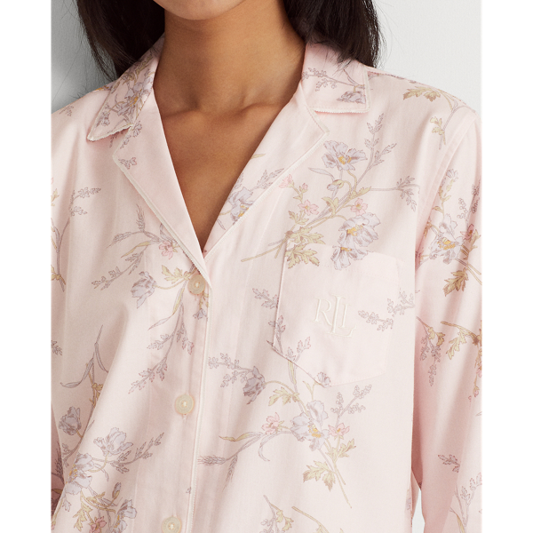 Pink Floral Floral Cotton-Blend Sleep Set Lauren 6