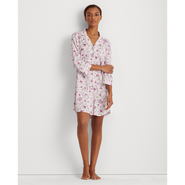 Pink Floral Floral Cotton Sleep Shirt Lauren 4