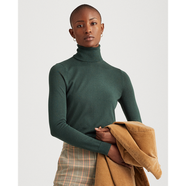 Deep Pine Silk-Blend Roll Neck Lauren 4