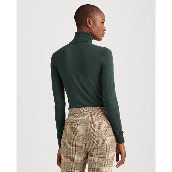 Deep Pine Silk-Blend Roll Neck Lauren 5
