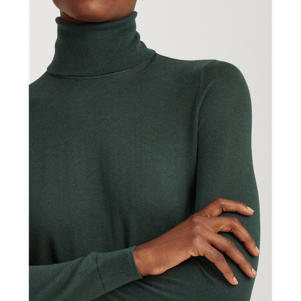 Deep Pine Silk-Blend Roll Neck Lauren 6