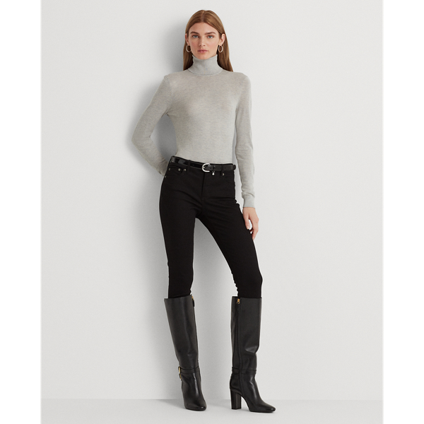 Pearl Grey Heather Silk-Blend Roll Neck Lauren 4
