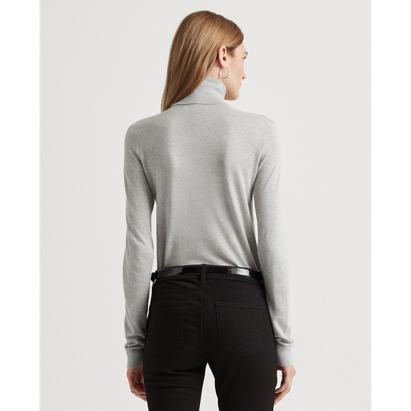 Pearl Grey Heather Silk-Blend Roll Neck Lauren 5