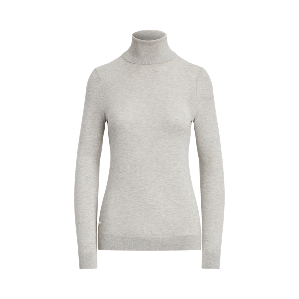 Pearl Grey Heather Silk-Blend Roll Neck Lauren 2