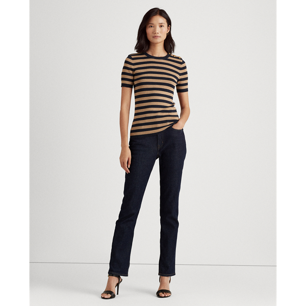 Lauren Navy/Gold Button-Trim Metallic Striped Jumper Lauren 3