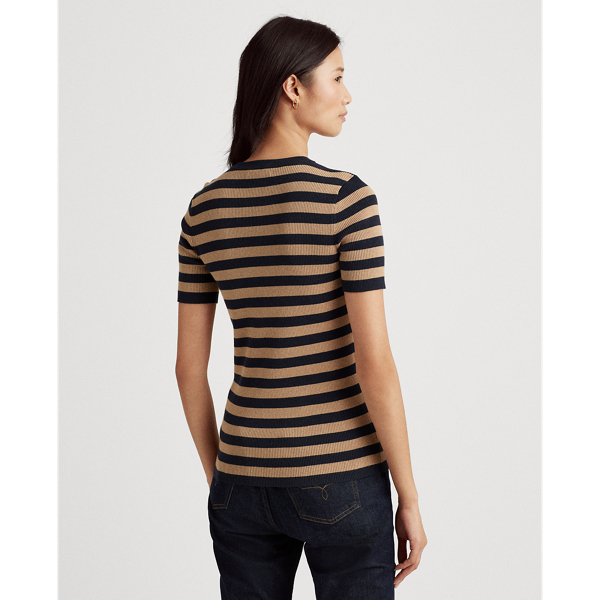 Lauren Navy/Gold Button-Trim Metallic Striped Jumper Lauren 4