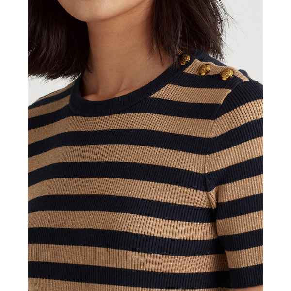Lauren Navy/Gold Button-Trim Metallic Striped Jumper Lauren 5