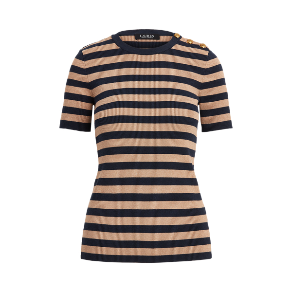 Lauren Navy/Gold Button-Trim Metallic Striped Jumper Lauren 2