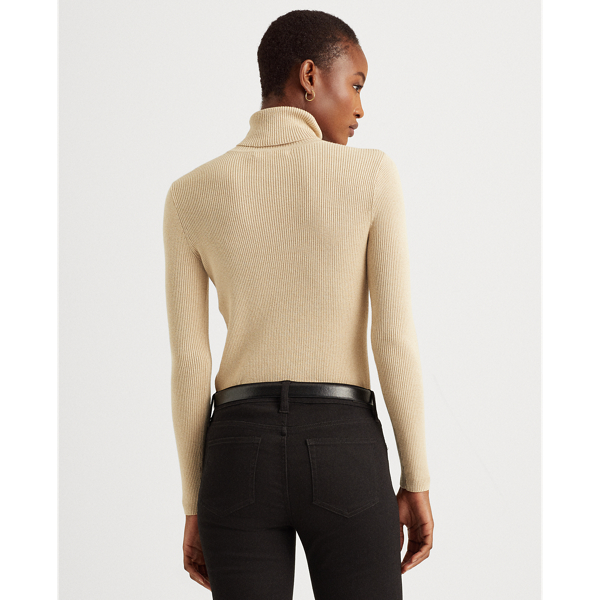 Pull &agrave; col roul&eacute; c&ocirc;tel&eacute; Lauren en Lurex champagne 5
