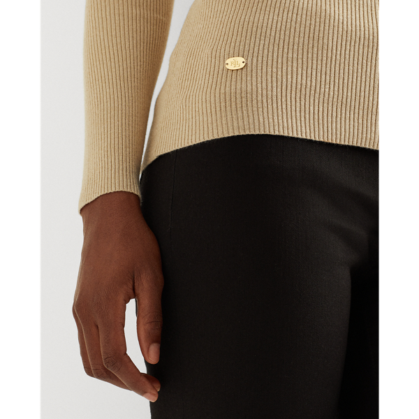 Pull &agrave; col roul&eacute; c&ocirc;tel&eacute; Lauren en Lurex champagne 7