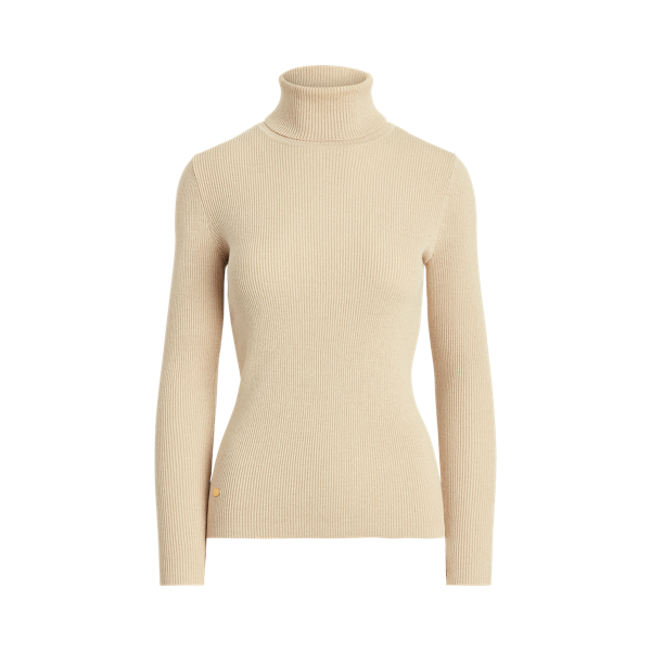 Pull &agrave; col roul&eacute; c&ocirc;tel&eacute; Lauren en Lurex champagne 2
