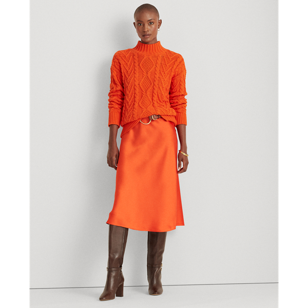 Dusk Orange Cable-Knit Mockneck Jumper Lauren 4