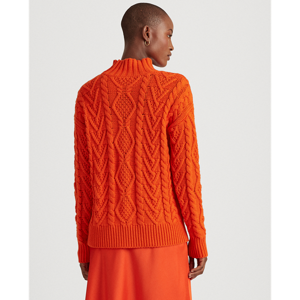 Dusk Orange Cable-Knit Mockneck Jumper Lauren 5