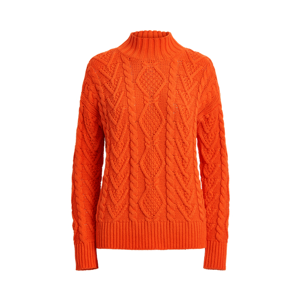Cable-Knit Mockneck Sweater Lauren em 1