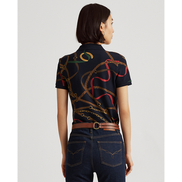 Blue Multi Print Pique Polo Shirt Lauren 5