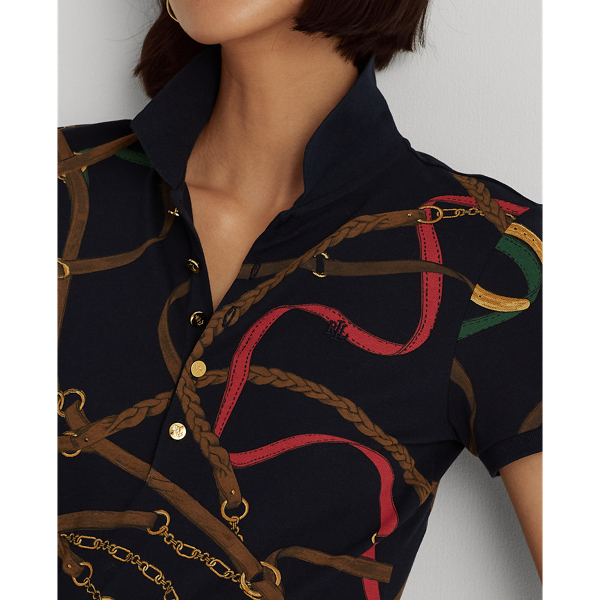 Blue Multi Print Pique Polo Shirt Lauren 6