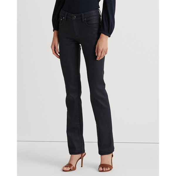 Coated Navy Wash Mid-Rise Straight Jean Lauren 3