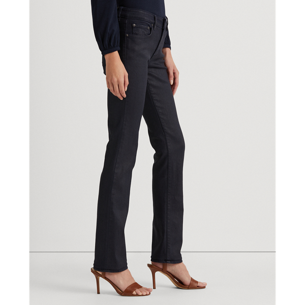 Coated Navy Wash Mid-Rise Straight Jean Lauren 4