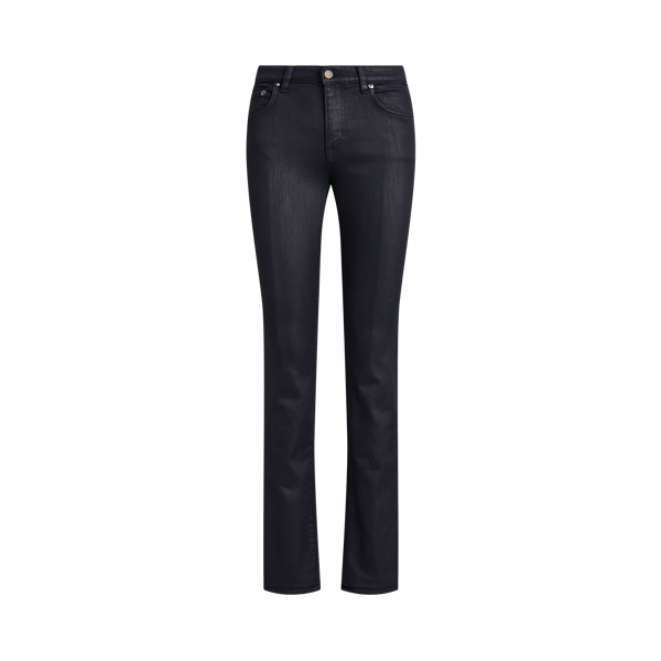 Coated Navy Wash Mid-Rise Straight Jean Lauren 2