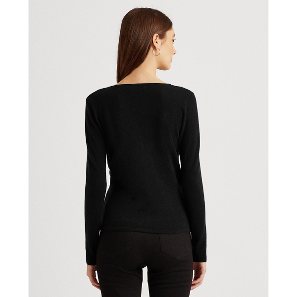 Pull cache-c&oelig;ur en cachemire lavable Lauren en Black 4