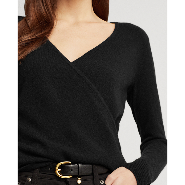 Pull cache-c&oelig;ur en cachemire lavable Lauren en Black 5