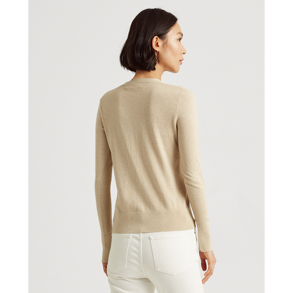 Champagne Lurex Metallic Cotton-Blend Cardigan Jumper Lauren 5