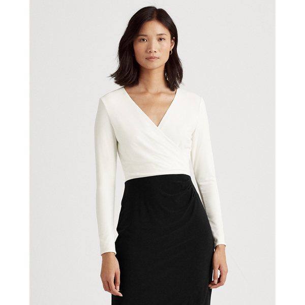 Black/Lauren White Two-Tone Jersey Dress Lauren 4