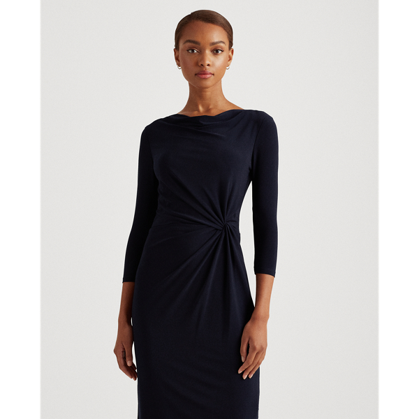 Lighthouse Navy Twisted-Knot Jersey Dress Lauren 4