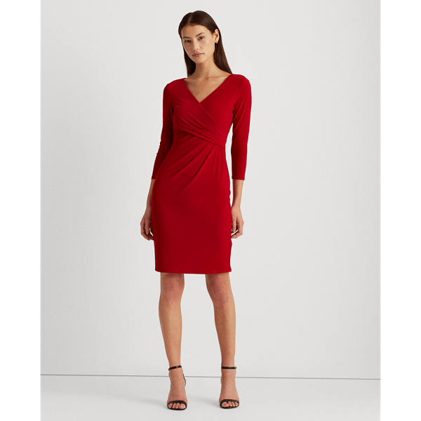 Lipstick Red Jersey Surplice Dress Lauren 3
