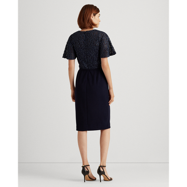 Sequined Lace-Jersey Dress Lauren in Lighthouse Navy 5
