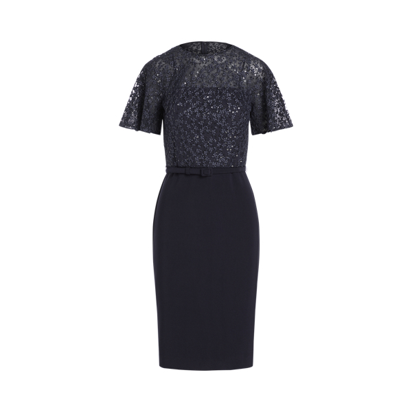 Sequined Lace-Jersey Dress Lauren in Lighthouse Navy 2