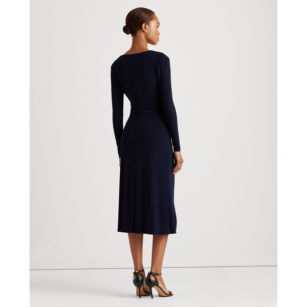 Lighthouse Navy Shirred Jersey Midi Dress Lauren 5