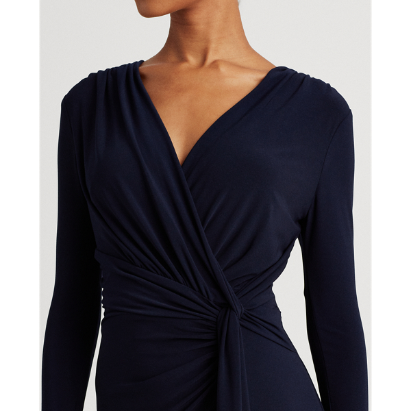 Lighthouse Navy Shirred Jersey Midi Dress Lauren 6