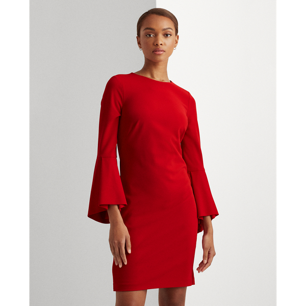 Lakehouse Red Jersey Bell-Sleeve Dress Lauren 4