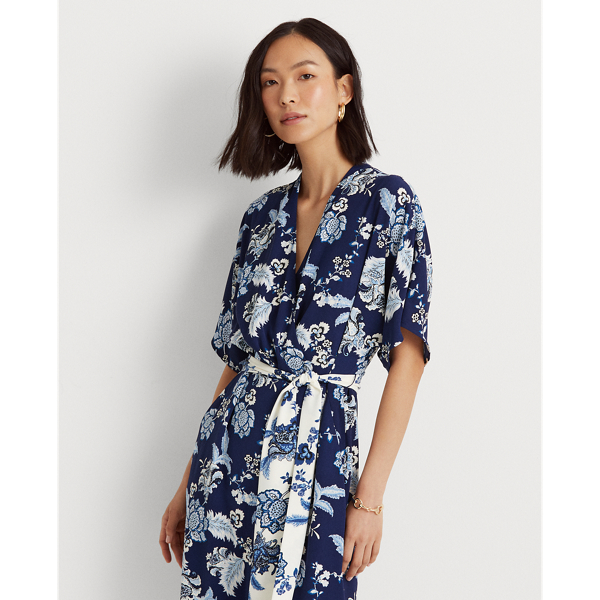 Cr&ecirc;pe-Kleid mit Blumenmuster Lauren in Royal/Blau/Multi 4