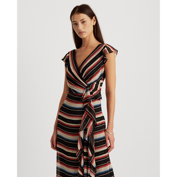 Black/Garnet/Multi Striped Georgette Maxidress Lauren 4