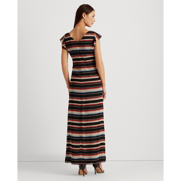 Black/Garnet/Multi Striped Georgette Maxidress Lauren 5
