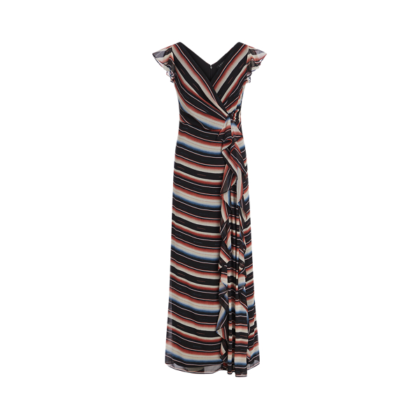 Black/Garnet/Multi Striped Georgette Maxidress Lauren 2