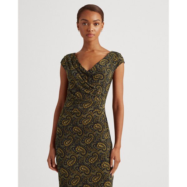 Lighthouse Navy/Gold/Crea Paisley Jersey Dress Lauren 4