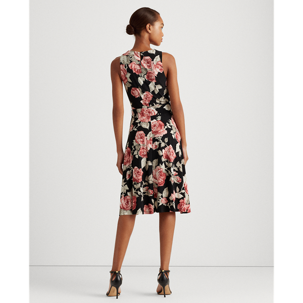 Floral Jersey Midi Dress Lauren in Black/Garnet/Multi 5
