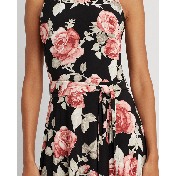 Floral Jersey Midi Dress Lauren in Black/Garnet/Multi 6