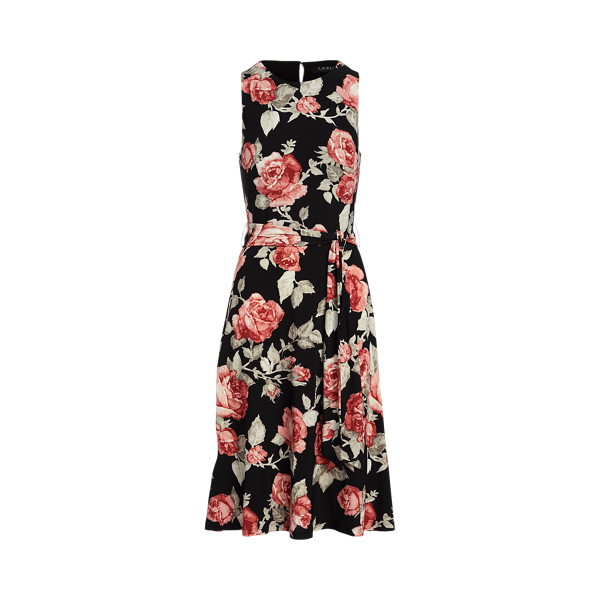 Floral Jersey Midi Dress Lauren in Black/Garnet/Multi 2