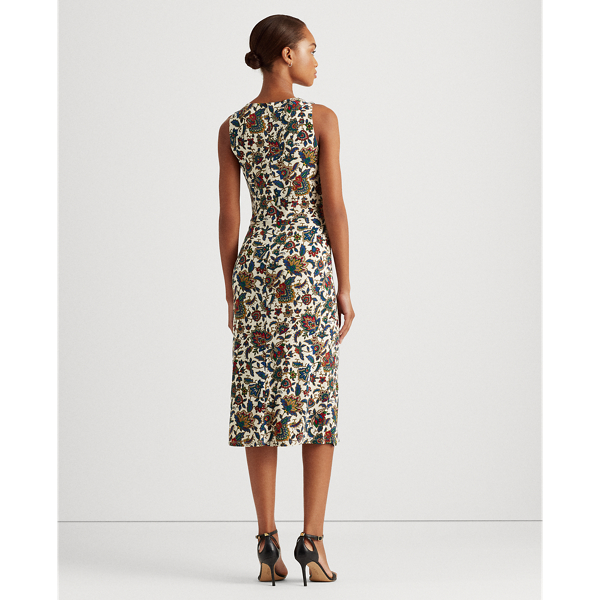 Robe jersey fleurie sans manches Lauren en Citron ivoire/Bleu/Multi 5