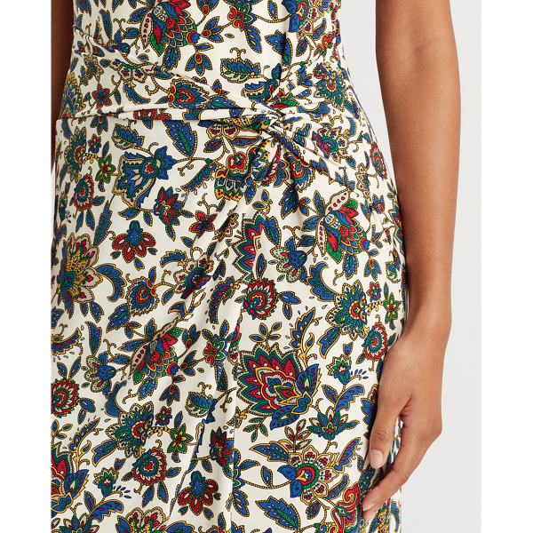 Robe jersey fleurie sans manches Lauren en Citron ivoire/Bleu/Multi 6