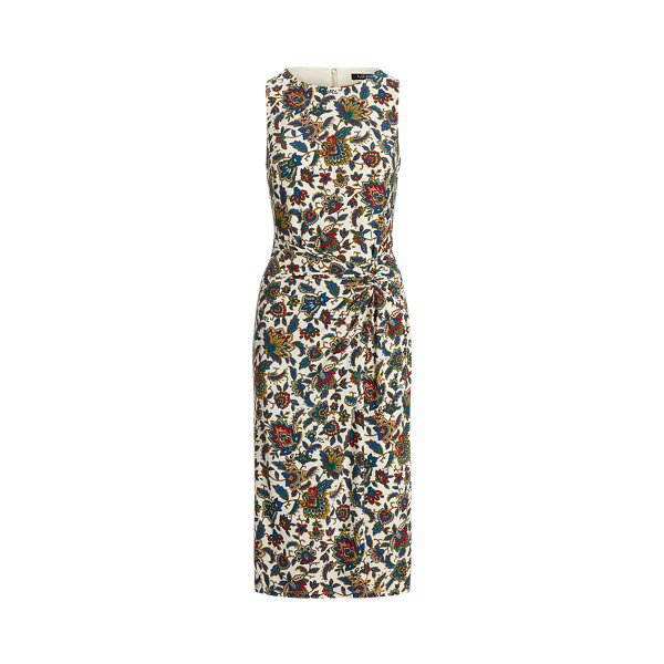 Robe jersey fleurie sans manches Lauren en Citron ivoire/Bleu/Multi 2