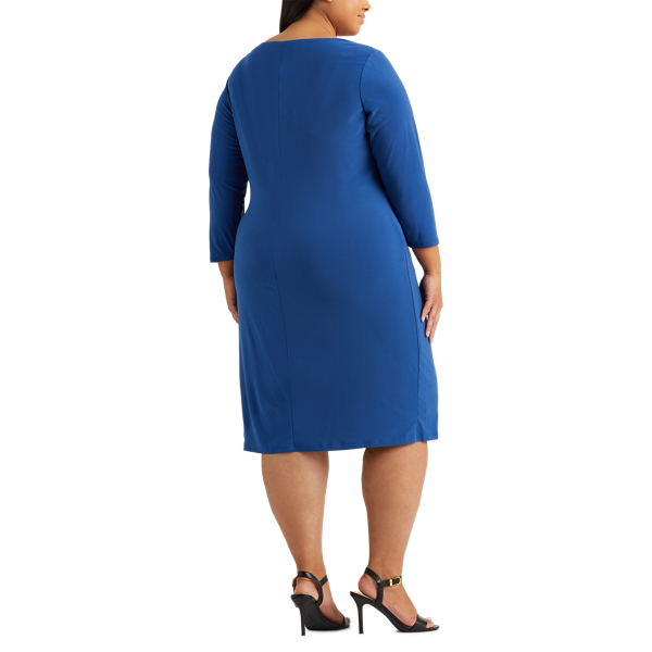 Dark Cerulean Surplice Jersey Dress Lauren Woman 5