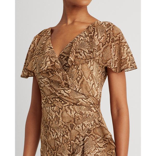 Ruffle-Trim Georgette Gown Lauren in Copper Multi 6